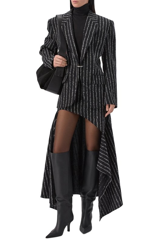 Кожаные сапоги Christine Slouch 80 Amina Muaddi CHRISTINE SL0UCH B00T 80/CALF Чёрный  CHRISTINE SL0UCH B00T 80/CALF Фото 3