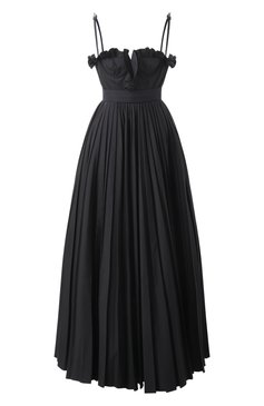 Женское хлопковое платье GIAMBATTISTA VALLI черного цвета, арт. 25SSPVTE5161-40P0P | Фото 1 (Длина Ж (юбки, платья, шорты): Макси; Материал сплава: Проставлено; Драгоценные камни: Проставлено; Рукава: На бретелях; Стили: Кэжуэл; Случай: Вечерний; Женское Кросс-КТ: Платье-одежда; Материал внешний: Хлопок)