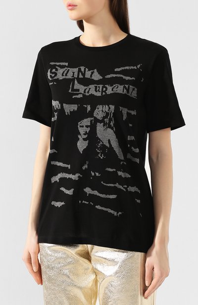 Хлопковая футболка SAINT LAURENT, арт. 596572/YB0F2, фото 3