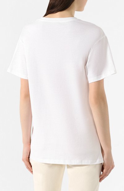 Хлопковая футболка ERMANNO ERMANNO SCERVINO белого цвета по цене 13400 руб., арт. 46T TS27 JC0, фото 4 Хлопковая футболка ERMANNO ERMANNO SCERVINO, арт. 46T TS27 JC0, фото 4