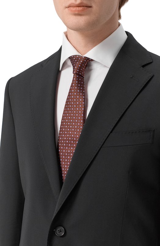 Шелковый галстук Canali 18/HJ04494 Коричневый  18/HJ04494 Фото 2