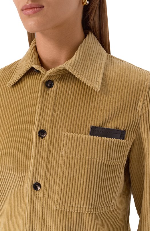 Хлопковая рубашка Bottega Veneta 845556/V4CY0 Бежевый  845556/V4CY0 Фото 5