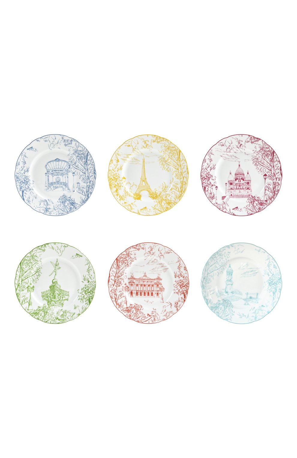 Набор из шести салатных тарелок tout paris BERNARDAUD разноцветного цвета по цене 61650 руб., арт. 1980/2993, фото 1 Набор из шести салатных тарелок tout paris BERNARDAUD, арт. 1980/2993, фото 1