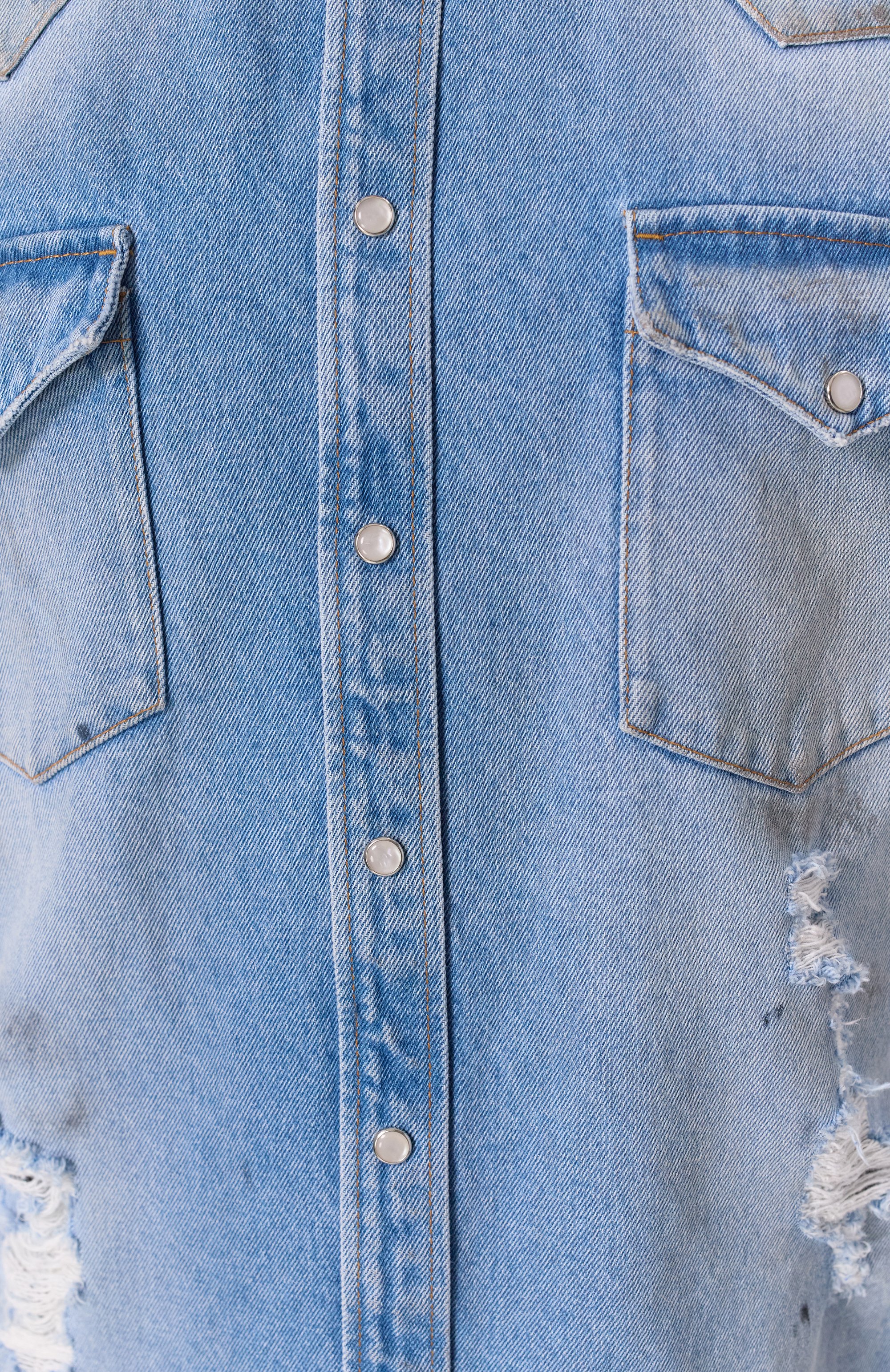 Джинсовый жилет MM6 голубого цвета по цене 87550 руб., арт. SH2DR0003/M30018, фото 5 Джинсовый жилет MM6, арт. SH2DR0003/M30018, фото 5