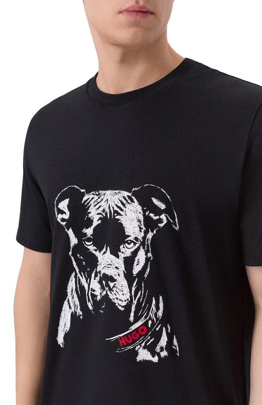 Хлопковая футболка HUGO 50553779 Чёрный  50553779 Фото 5