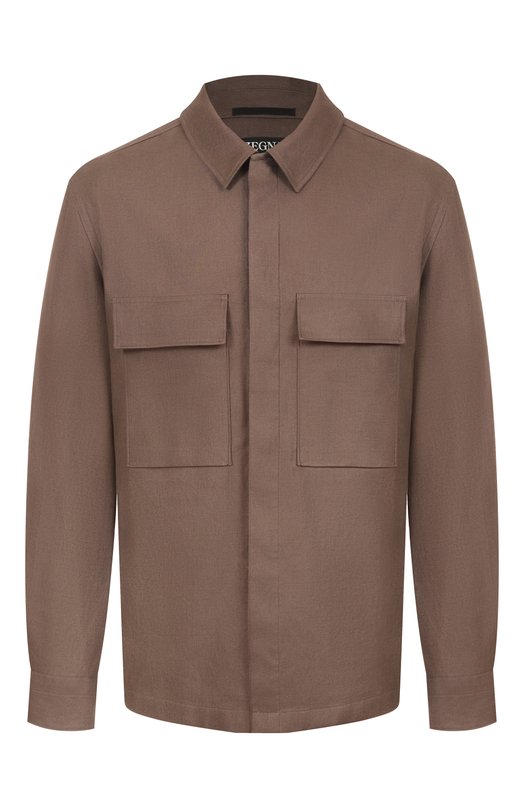 Льняная рубашка Zegna S0T10B/UFV60A9 Бежевый S0T10B/UFV60A9