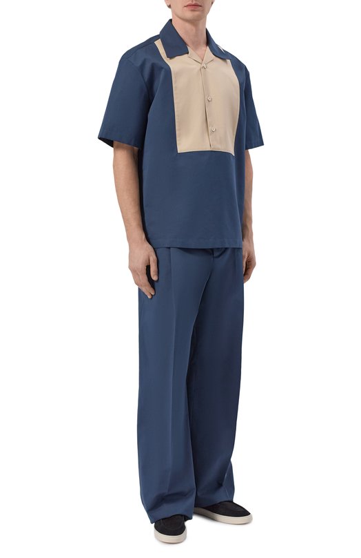 Брюки из хлопка и шелка Jil Sander J22KA0327/J45266 Синий  J22KA0327/J45266 Фото 2