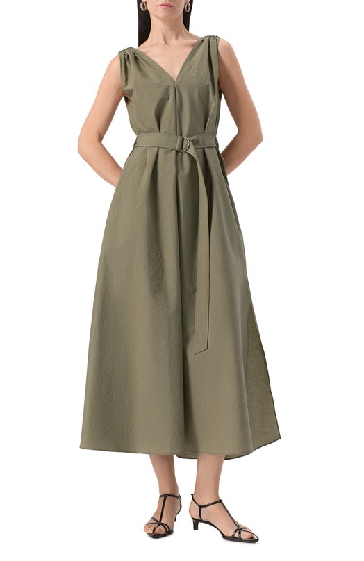 Хлопковое платье Brunello Cucinelli M0F79A5092 Хаки  M0F79A5092 Фото 2