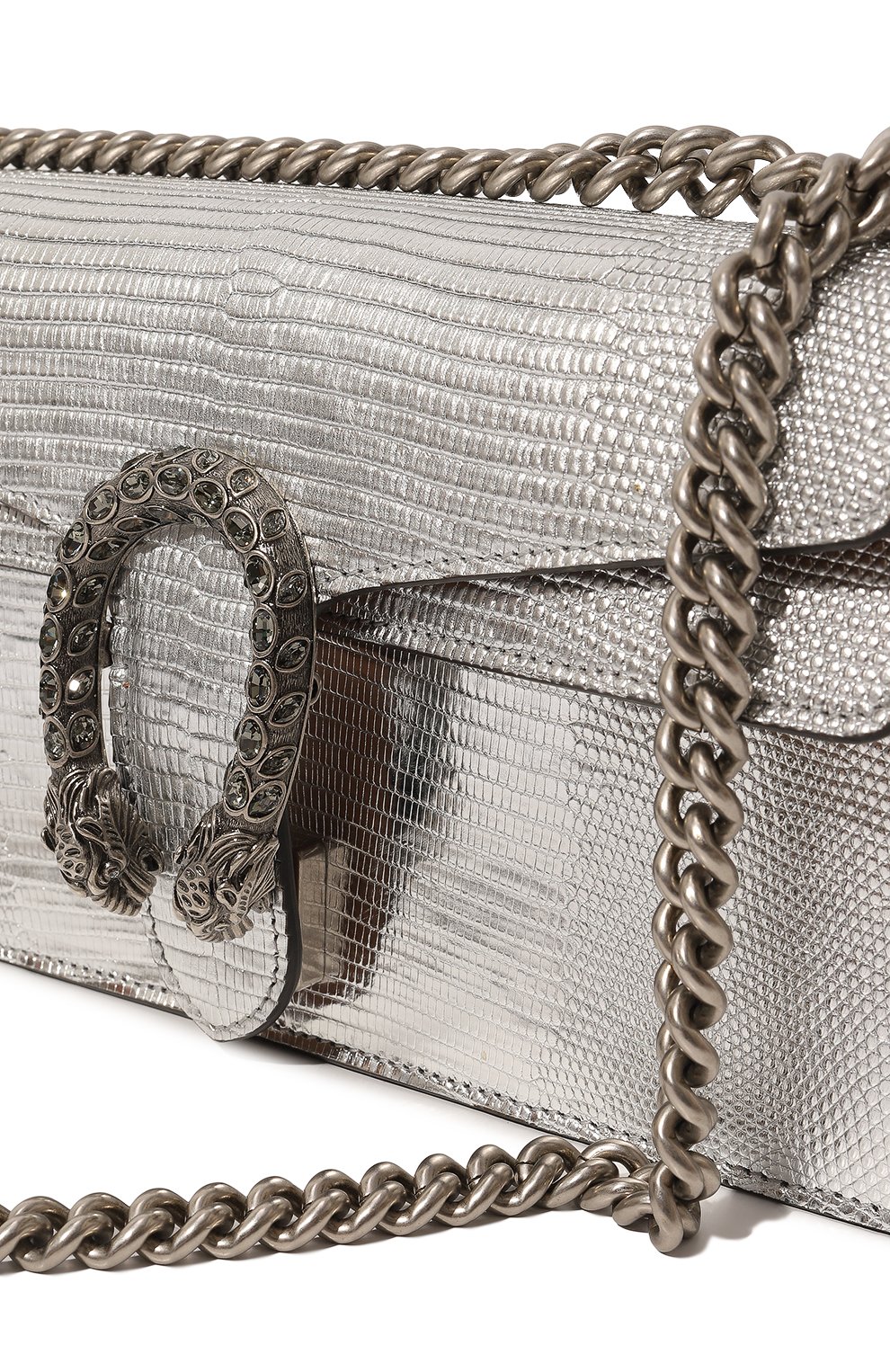 Сумка dionysus small из кожи ящерицы GUCCI серебряного цвета по цене 676800 руб., арт. 499623 EYZBX, фото 3 Сумка dionysus small из кожи ящерицы GUCCI, арт. 499623 EYZBX, фото 3