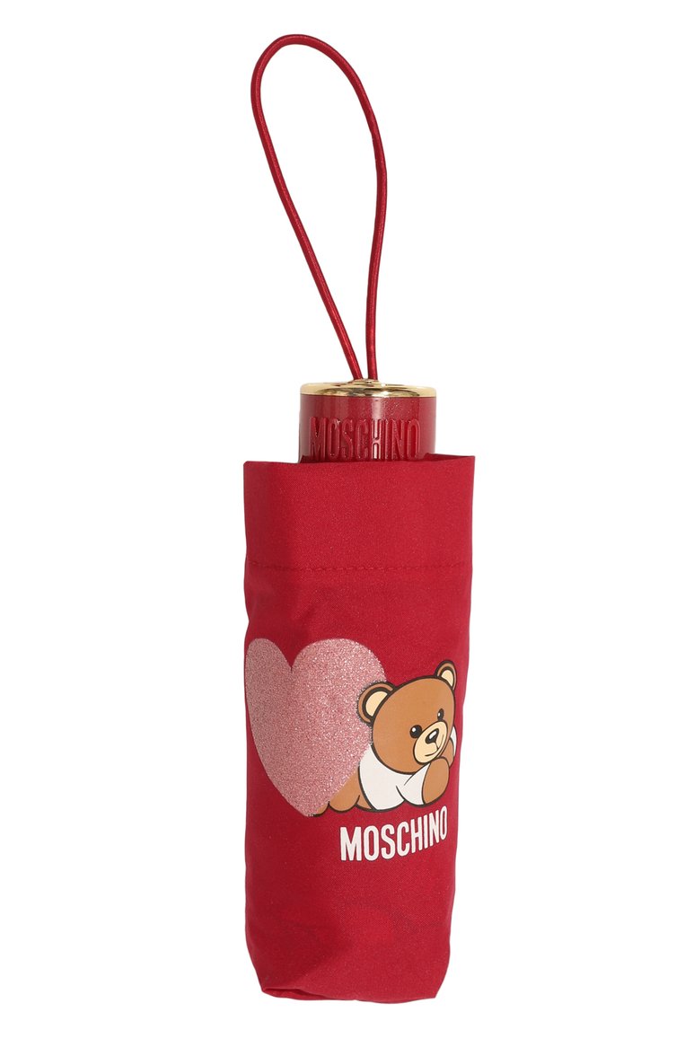 Женски�й складной зонт MOSCHINO красного цвета, арт. 8188-SUPERMINIC | Фото 4 (Нос: Не проставлено; Материал: Синтетический материал, Текстиль; Тематический товар: Teddy Bear)