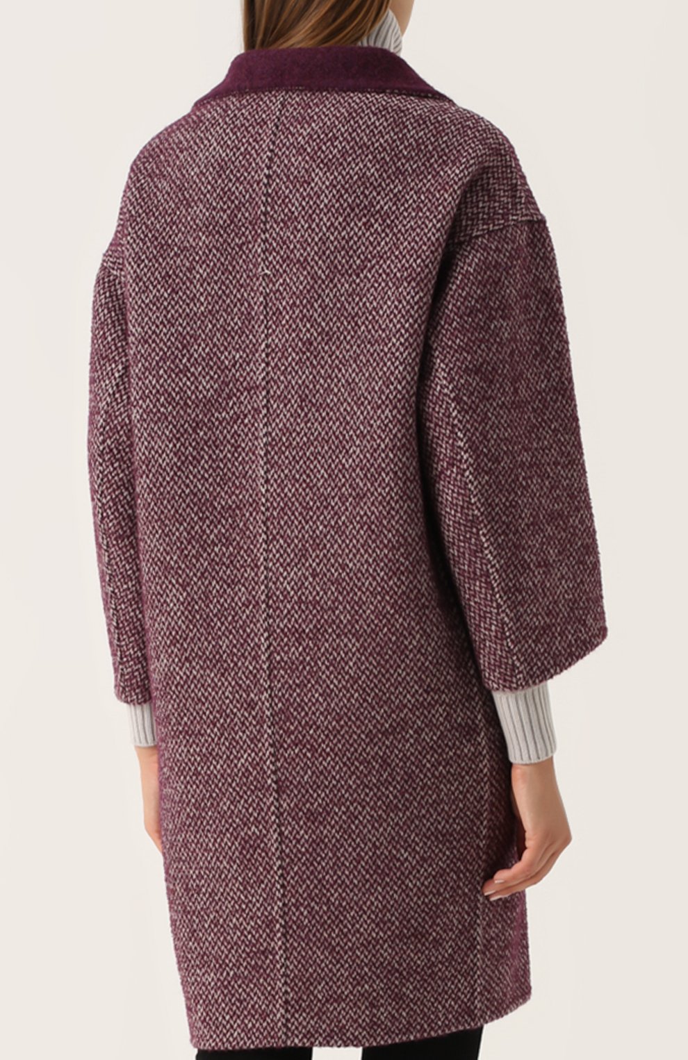 Шерстяное пальто с поясом LORO PIANA бордового цвета по цене 260500 руб., арт. FAG3273, фото 4 Шерстяное пальто с поясом LORO PIANA, арт. FAG3273, фото 4