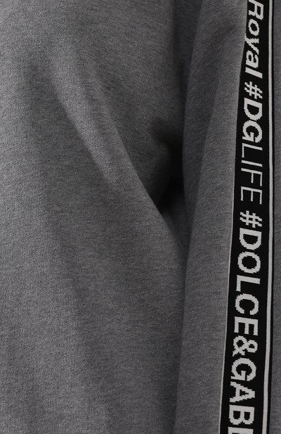 Хлопковый пуловер с капюшоном DOLCE & GABBANA серого цвета по цене 62400 руб., арт. F9D14T/FU7DU, фото 5 Хлопковый пуловер с капюшоном DOLCE & GABBANA, арт. F9D14T/FU7DU, фото 5