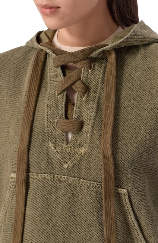 Джинсовое худи Golden Goose Deluxe Brand GWP02341.P002079 Хаки  GWP02341.P002079 Фото 5