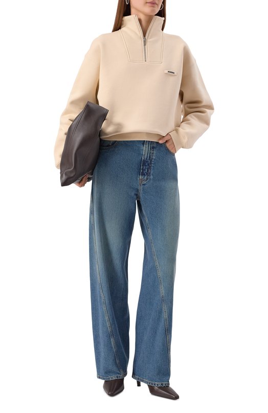 Хлопковый свитшот Jacquemus 25HSSW00210AJ0/0174 Кремовый  25HSSW00210AJ0/0174 Фото 2