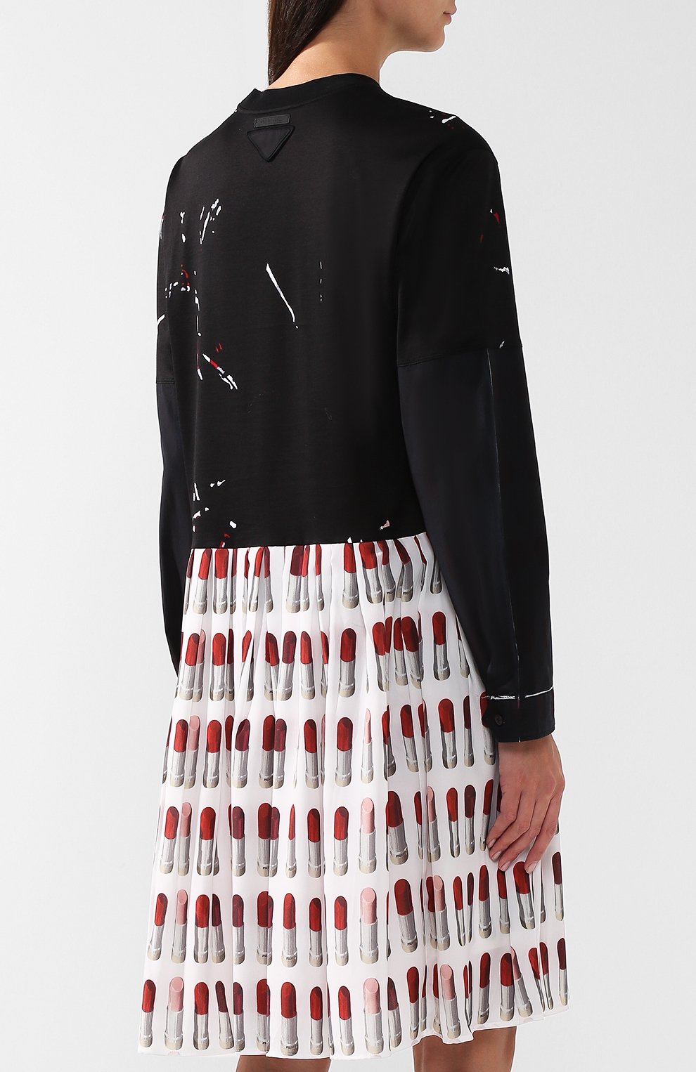 Платье с круглым вырезом и принтом PRADA разноцветного цвета по цене 135000 руб., арт. 34574-1SFV-F0964, фото 4 Платье с круглым вырезом и принтом PRADA, арт. 34574-1SFV-F0964, фото 4