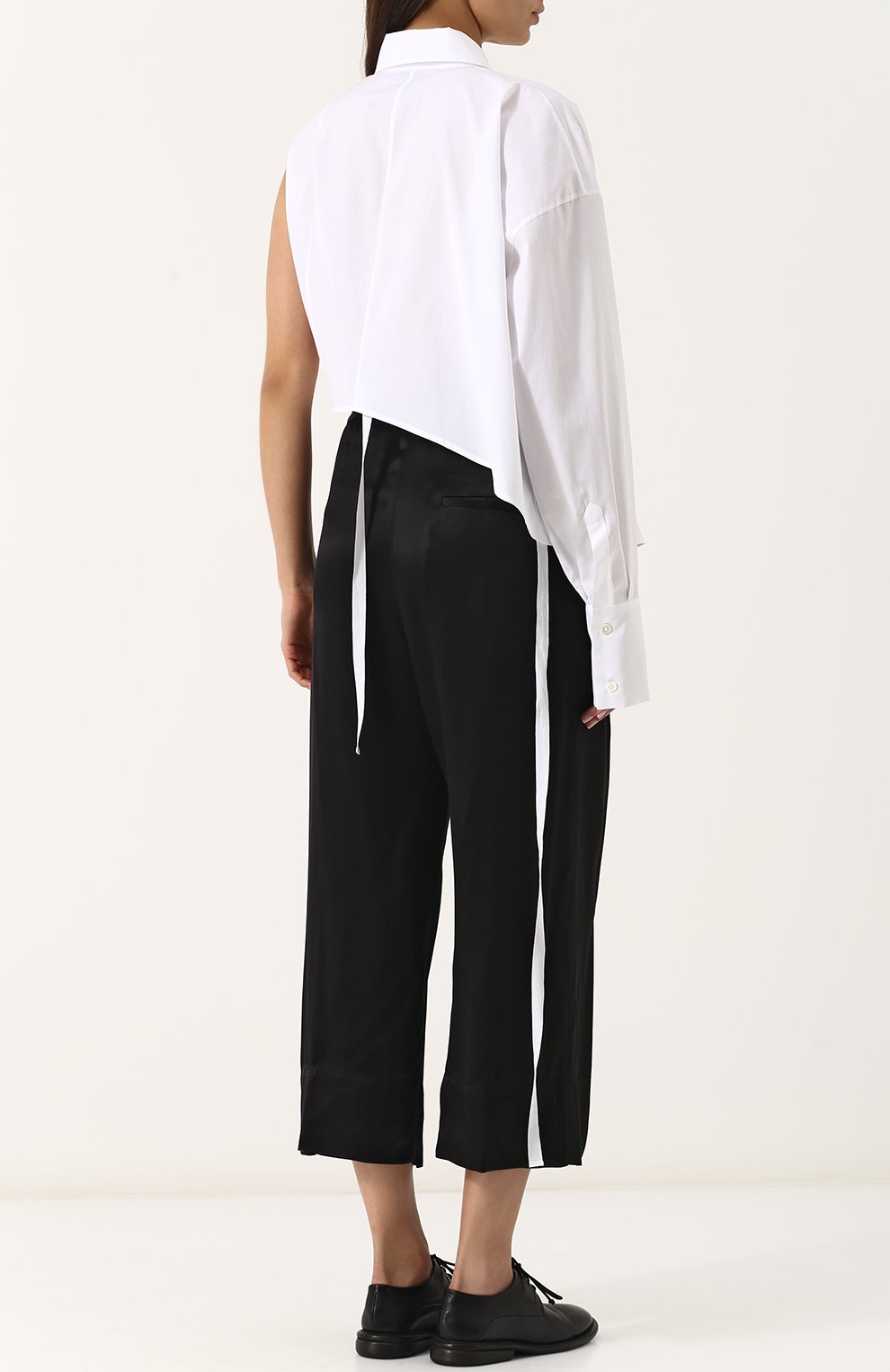 Однотонная хлопковая блуза асимметричного кроя ANN DEMEULEMEESTER, арт. 1801-2022-128-001, фото 4
