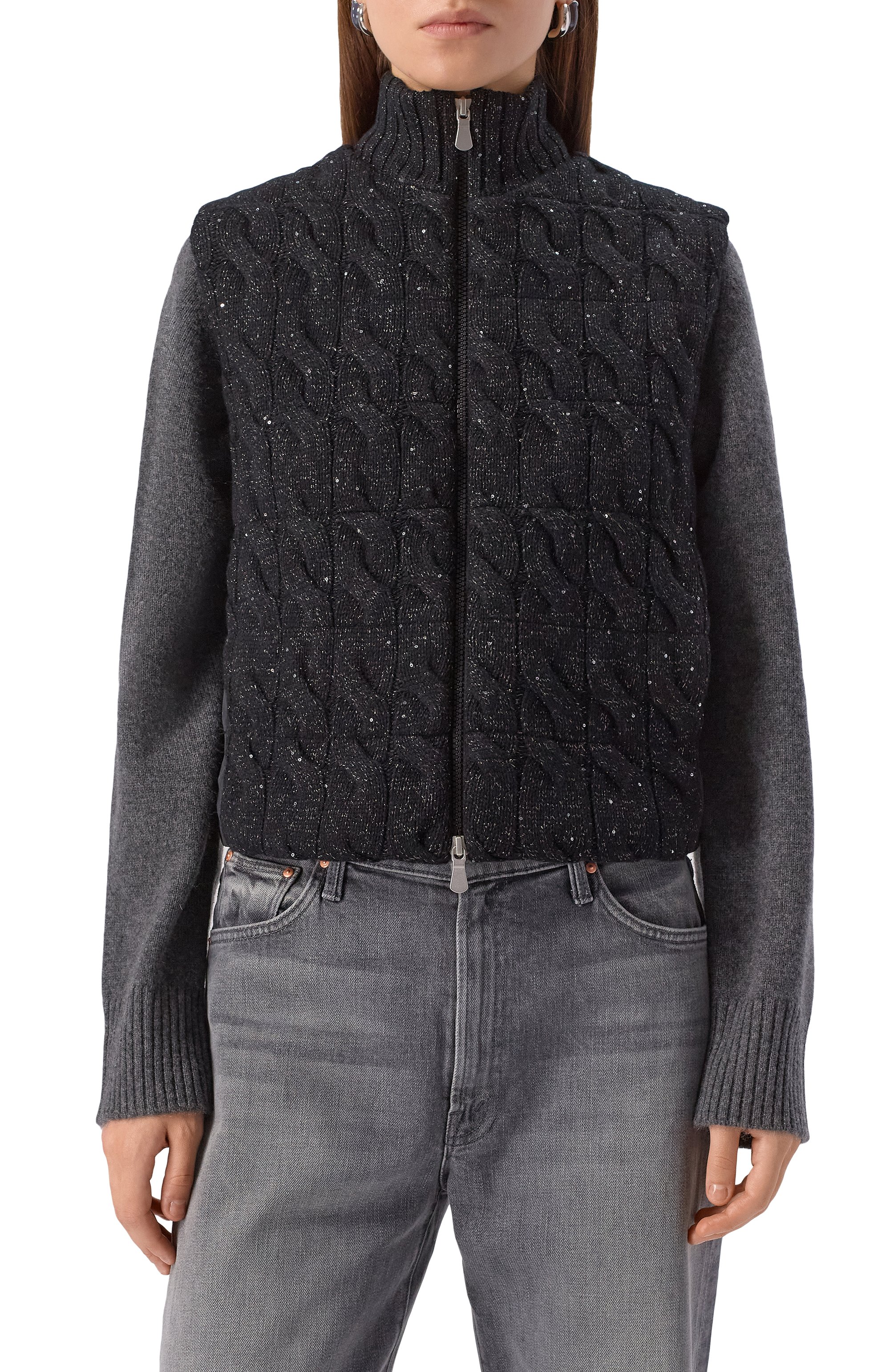 Жилет из шерсти и кашемира GRAN SASSO черного цвета по цене 75500 руб., арт. 78270/68670, фото 3 Жилет из шерсти и кашемира GRAN SASSO, арт. 78270/68670, фото 3