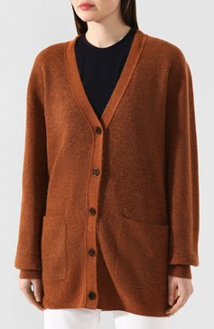 Женский кардиган ACNE STUDIOS коричневого цвета, арт. A60143/W | Фото 3 (Рукава: Длинные; Материал внешний: Шерсть, Синтетический материал; Длина (для топов): Удлиненные; Статус проверки: Проверена категория; Женское Кросс-КТ: кардиган-трикотаж; Драгоценные камни: Проставлено; Материал сплава: Проставлено)