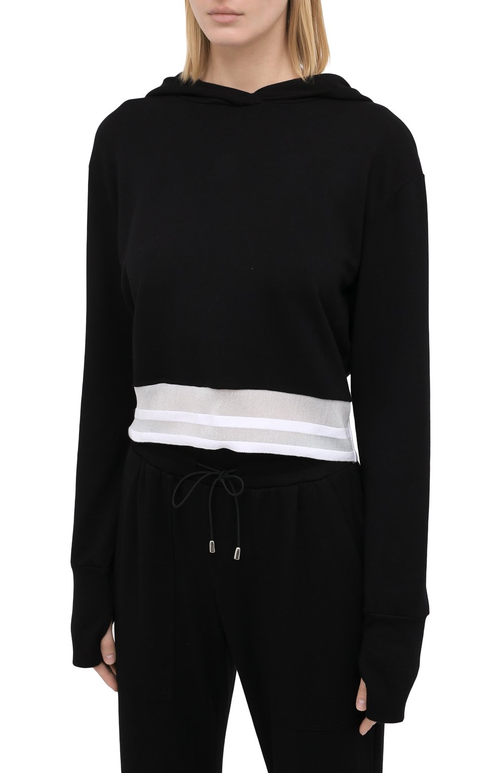 Худи HEROINE SPORT черно-белого цвета по цене 13150 руб., арт. HS-2-098/SUMMER 2020, фото 3 Худи HEROINE SPORT, арт. HS-2-098/SUMMER 2020, фото 3