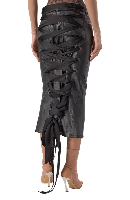Кожаная юбка Balenciaga 830758/TSS01 Чёрный  830758/TSS01 Фото 4