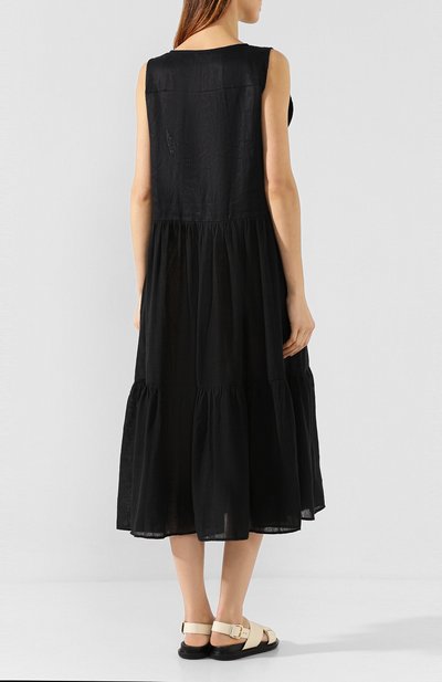 Льняное платье A MERE CO черного цвета по цене 29950 руб., арт. AMC-R20-G7-93, фото 4 Льняное платье A MERE CO, арт. AMC-R20-G7-93, фото 4