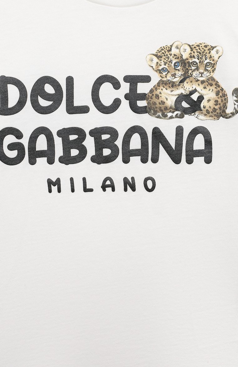 Детский хлопковая футболка DOLCE & GABBANA белого цвета, арт. L1JTEY/G7MKA | Фото 3 (Материал сплава: Проставлено; Нос: Не проставлено; Материал внешний: Хлопок; Кросс-КТ НВ: Футболка)