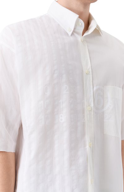 Хлопковая рубашка MM6 белого цвета по цене 78950 руб., арт. SH0DR0007/MTN135, фото 5 Хлопковая рубашка MM6, арт. SH0DR0007/MTN135, фото 5