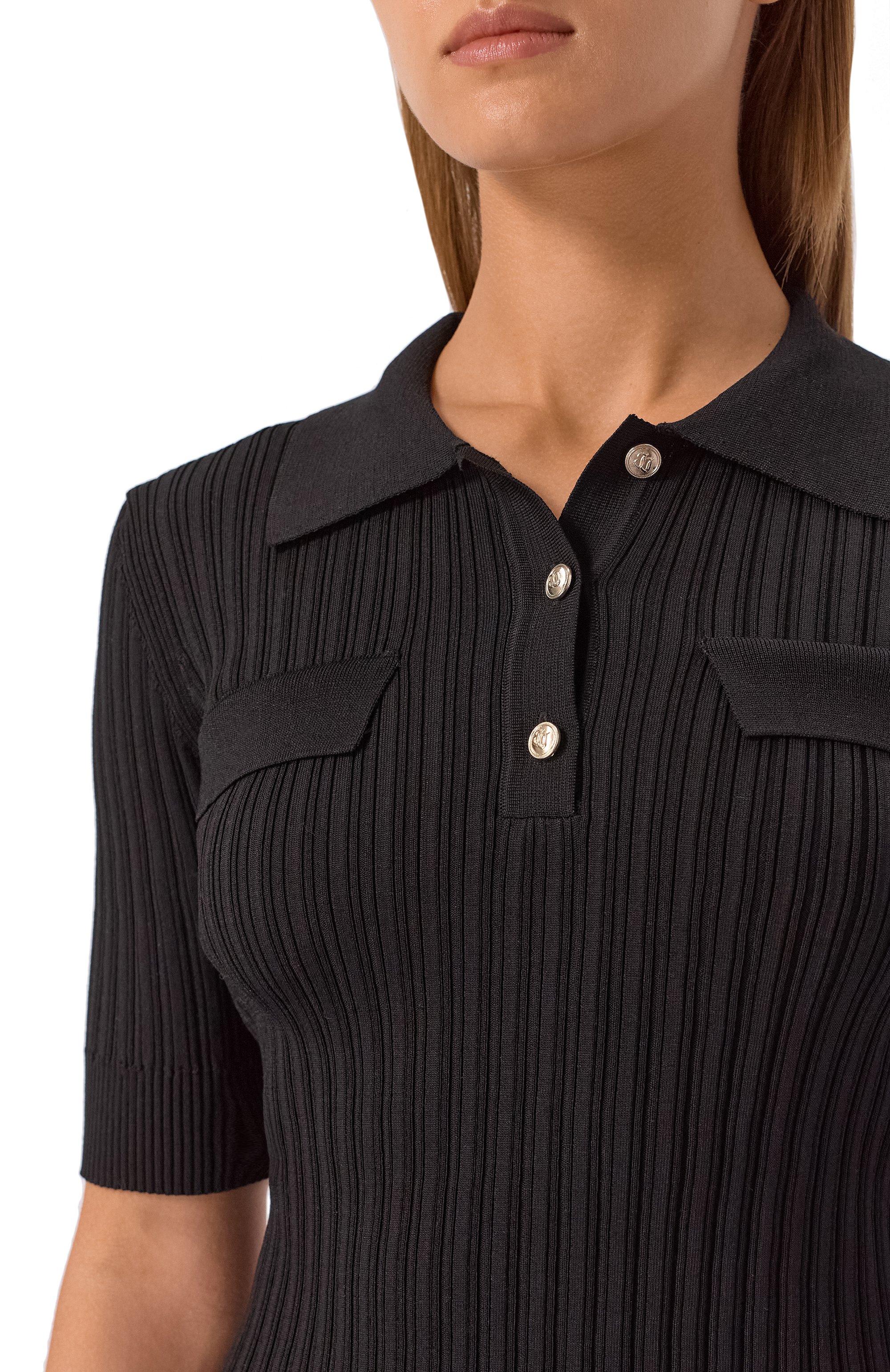 Поло из вискозы и хлопка JUUN.J черного цвета по цене 43550 руб., арт. JW5851W04, фото 5 Поло из вискозы и хлопка JUUN.J, арт. JW5851W04, фото 5