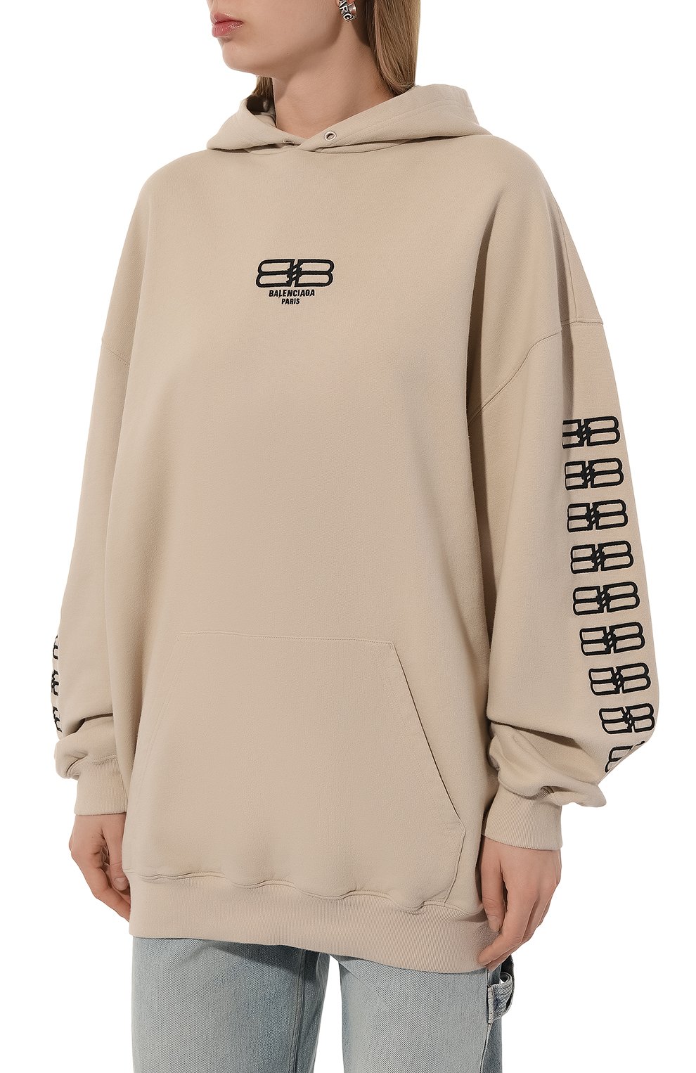 Хлопковое худи BALENCIAGA бежевого цвета по цене 169500 руб., арт. 578135/TMVG6, фото 3 Хлопковое худи BALENCIAGA, арт. 578135/TMVG6, фото 3