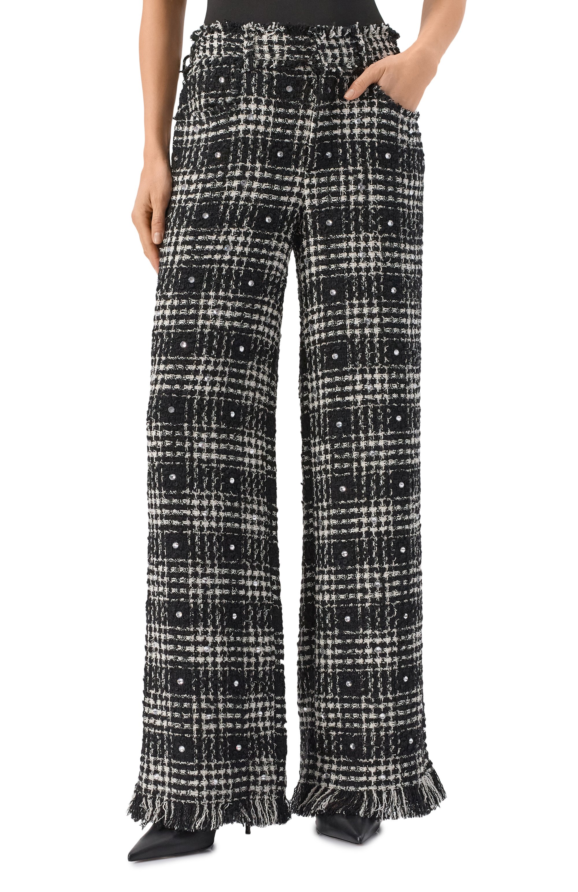 Твидовые брюки GIUSEPPE DI MORABITO черно-белого цвета по цене 92650 руб., арт. 05FWPA091C 05326, фото 3 Твидовые брюки GIUSEPPE DI MORABITO, арт. 05FWPA091C 05326, фото 3