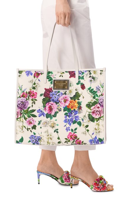 Женская сумка-тоут DOLCE & GABBANA разноцветного цвета, арт. BB2274/AI354 | Фото 2 (Размер: large; Материал сплава: Проставлено; Драгоценные камни: Проставлено; Материал: Текстиль)