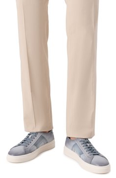 Мужские кожаные кеды double buckle SANTONI голубого цвета, арт. MBGG22068PNNTFG0 | Фото 3 (Материал внешний: Натуральная кожа; Материал внутренний: Натуральная кожа; Подошва: Массивная; Стили: Классический; Материал утеплителя: Без утеплителя; Кросс-КТ: Низкие)