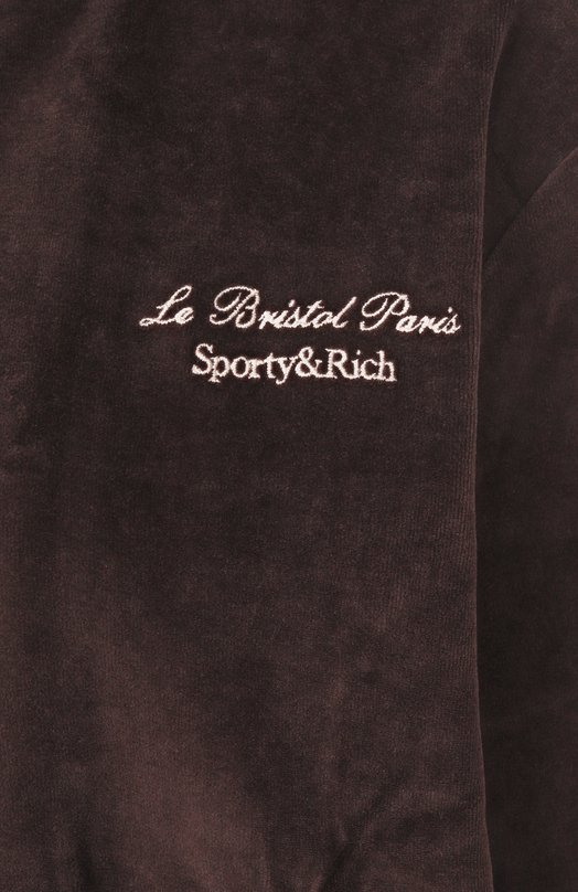 Бархатная толстовка Sporty & Rich x Le Bristol Paris Sporty and Rich JA063517619BR03 Коричневый  JA063517619BR03 Фото 6