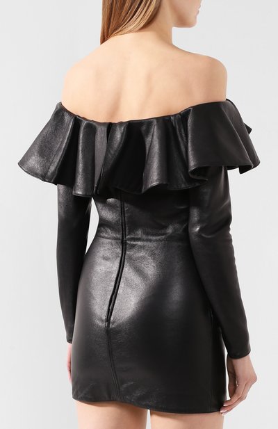 Кожаное платье SAINT LAURENT черного цвета по цене 452000 руб., арт. 600593/YC2UE, фото 4 Кожаное платье SAINT LAURENT, арт. 600593/YC2UE, фото 4
