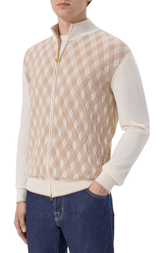 Кардиган из хлопка и шелка Stefano Ricci K414017R30/F26268 Бежевый  K414017R30/F26268 Фото 3