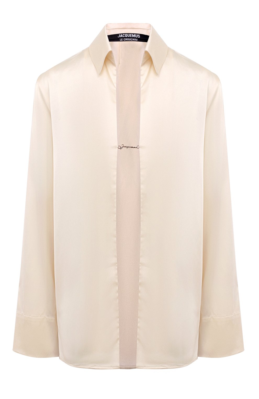 Атласная блузка JACQUEMUS кремового цвета по цене 49300 руб., арт. 22E/213SH103-1000, фото 1 Атласная блузка JACQUEMUS, арт. 22E/213SH103-1000, фото 1