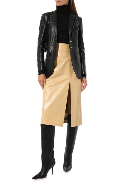 Кожаный жакет DONDUP черного цвета по цене 176000 руб., арт. DJ575/PL0386D XXX, фото 2 Кожаный жакет DONDUP, арт. DJ575/PL0386D XXX, фото 2