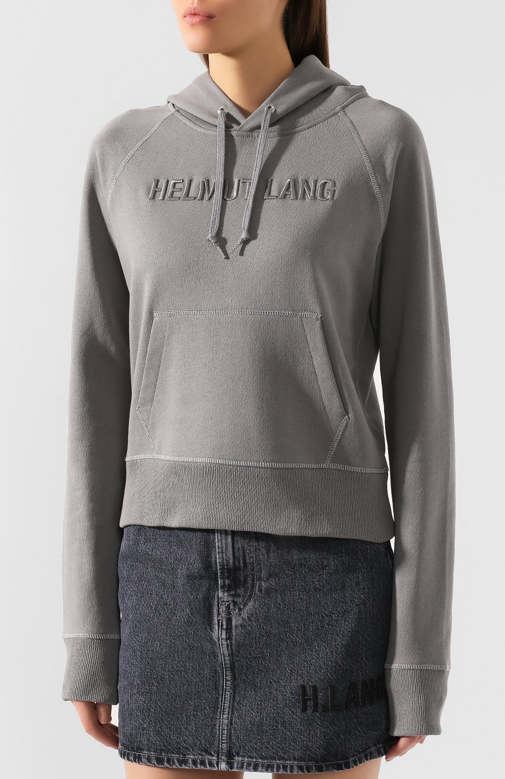 Хлопковое худи HELMUT LANG серого цвета по цене 37750 руб., арт. J07DW503, фото 3 Хлопковое худи HELMUT LANG, арт. J07DW503, фото 3