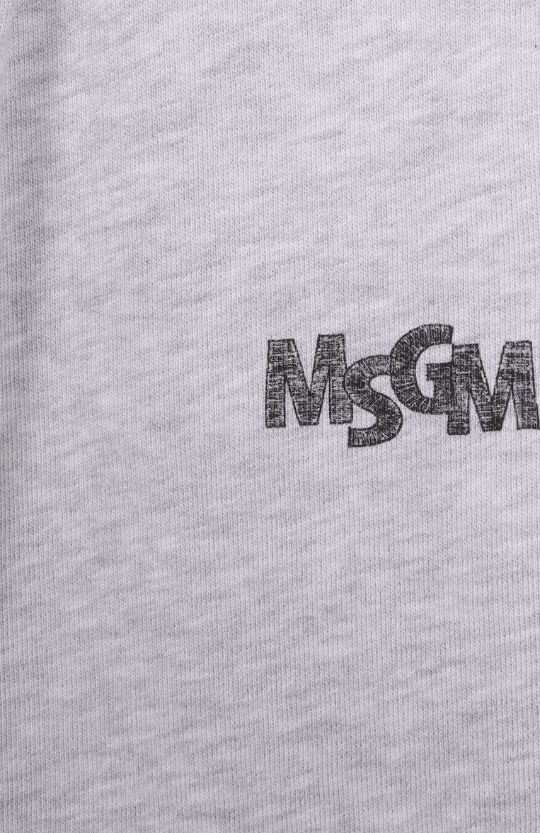 Детские хлопковые шорты MSGM KIDS светло-серого цвета, арт. S5MSJBBE275 | Фото 3 (Нос: Не проставлено; Материал внешний: Хлопок; Мальчики Кросс-КТ: Шорты-спорт; Случай: Повседневный; Автоматизация состава: Проставлено; Ростовка одежда: 6 лет | 116 см, 8 лет | 128 см, 10 - 11 лет | 140 - 146см, 12 лет | 152 см, 16 лет | 164 см)