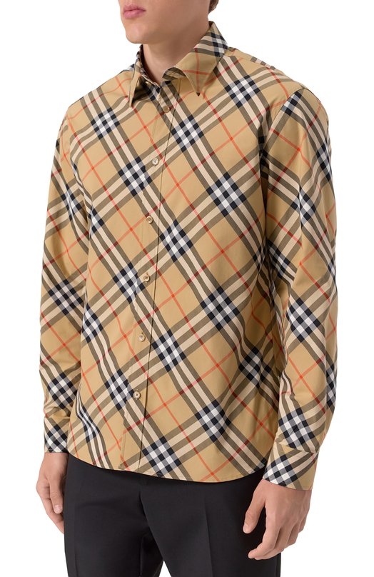 Хлопковая рубашка Burberry 8106165 Бежевый  8106165 Фото 3
