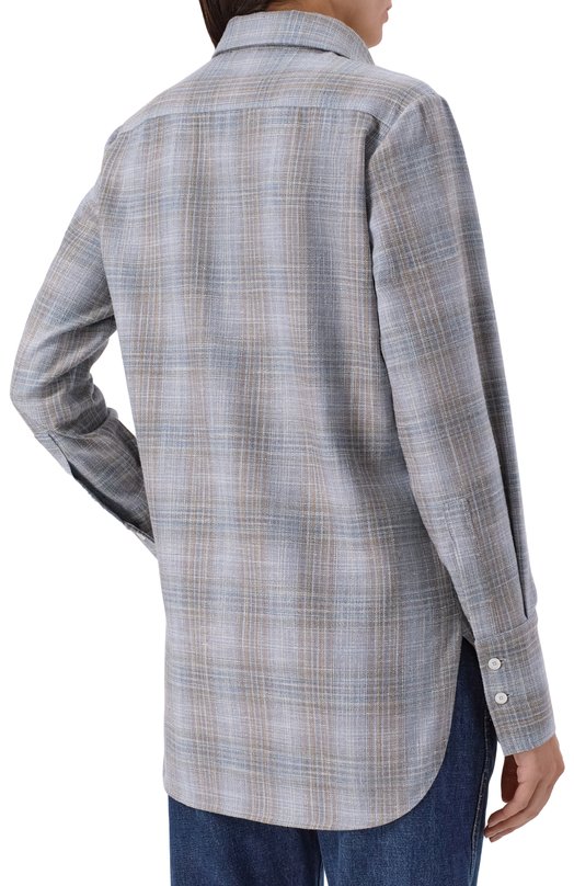 Рубашка из шерсти и шелка Kiton D54410K0628 Голубой  D54410K0628 Фото 4