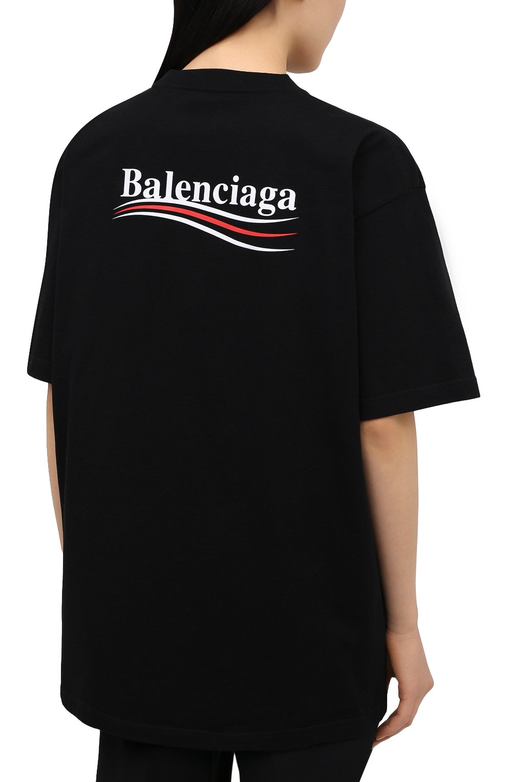 Хлопковая футболка BALENCIAGA черного цвета по цене 48300 руб., арт. 641655/TIV52, фото 4 Хлопковая футболка BALENCIAGA, арт. 641655/TIV52, фото 4