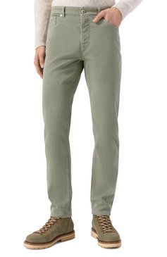 Мужские джинсы traditional fit BRUNELLO CUCINELLI светло-зеленого цвета, арт. M277PD3210 | Фото 3 (Материал внешний: Хлопок, Деним; Длина (брюки, джинсы): Стандартные; Кросс-КТ: Деним; Силуэт М (брюки): Прямые; Стили: Милитари, Повседневный; Автоматизация состава: Проставлено; Автоматизация ТО: Проставлено)
