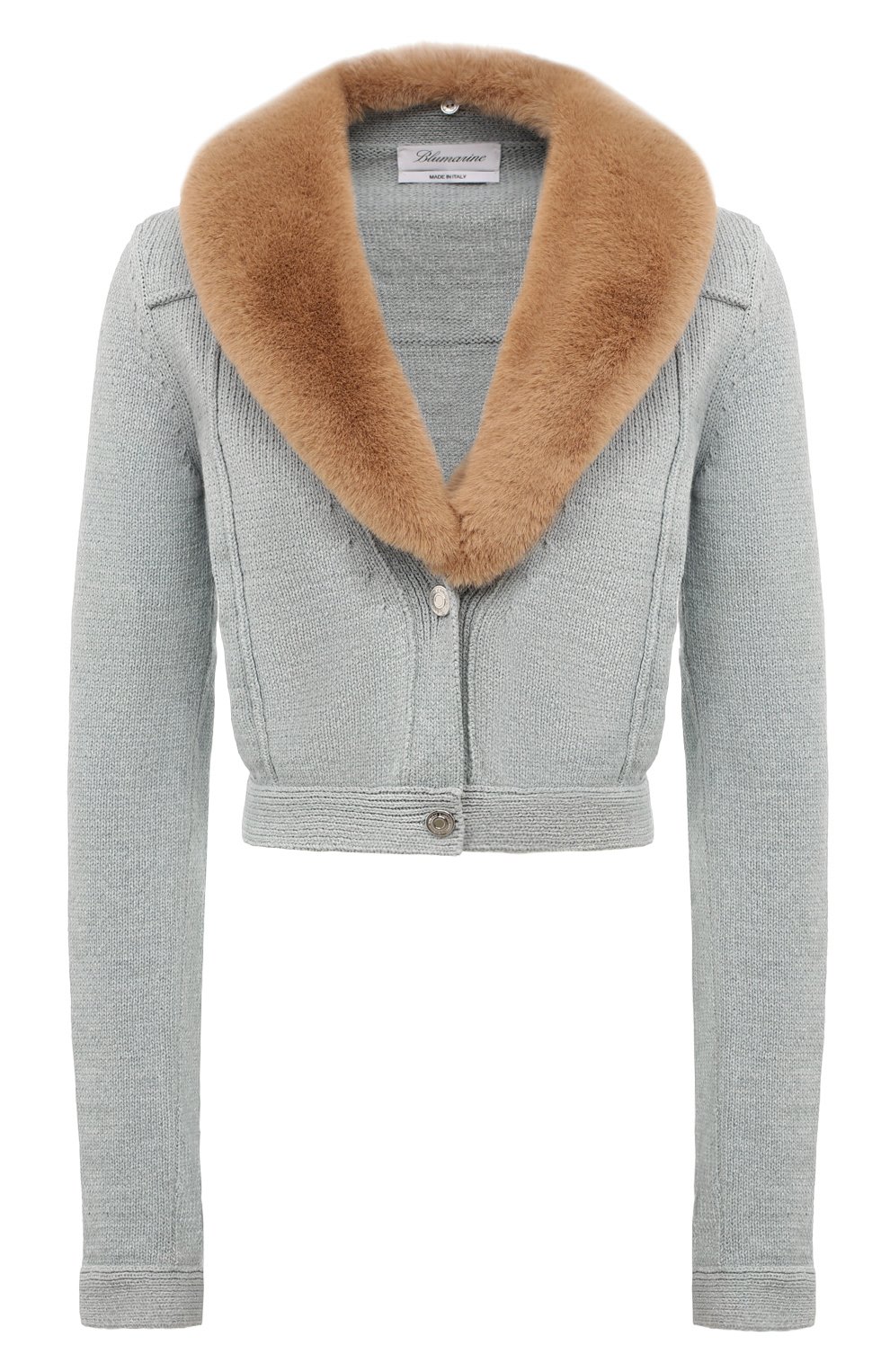 Хлопковый кардиган BLUMARINE светло-серого цвета по цене 149500 руб., арт. P422M439R, фото 1 Хлопковый кардиган BLUMARINE, арт. P422M439R, фото 1