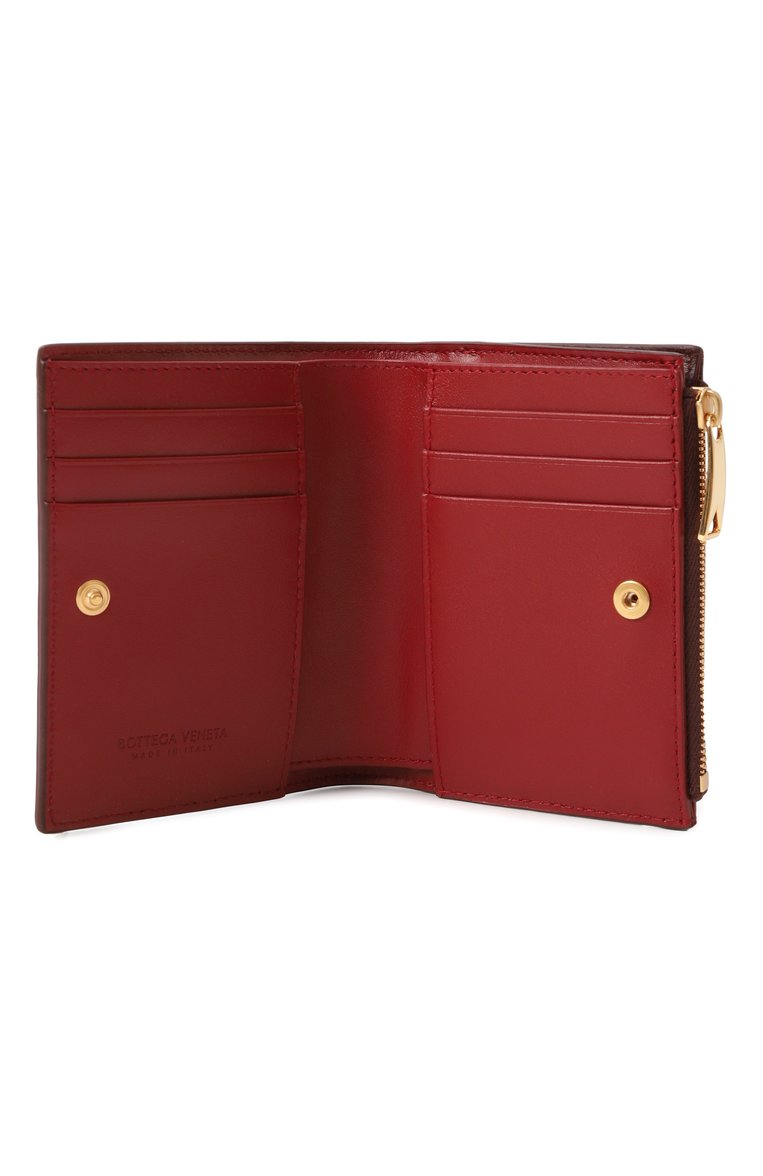Женские кожаное портмоне BOTTEGA VENETA бордового цвета, арт. 742698/VCQC9 | Фото 3 (Нос: Не проставлено; Материал сплава: Проставлено; Материал: Натуральная кожа)