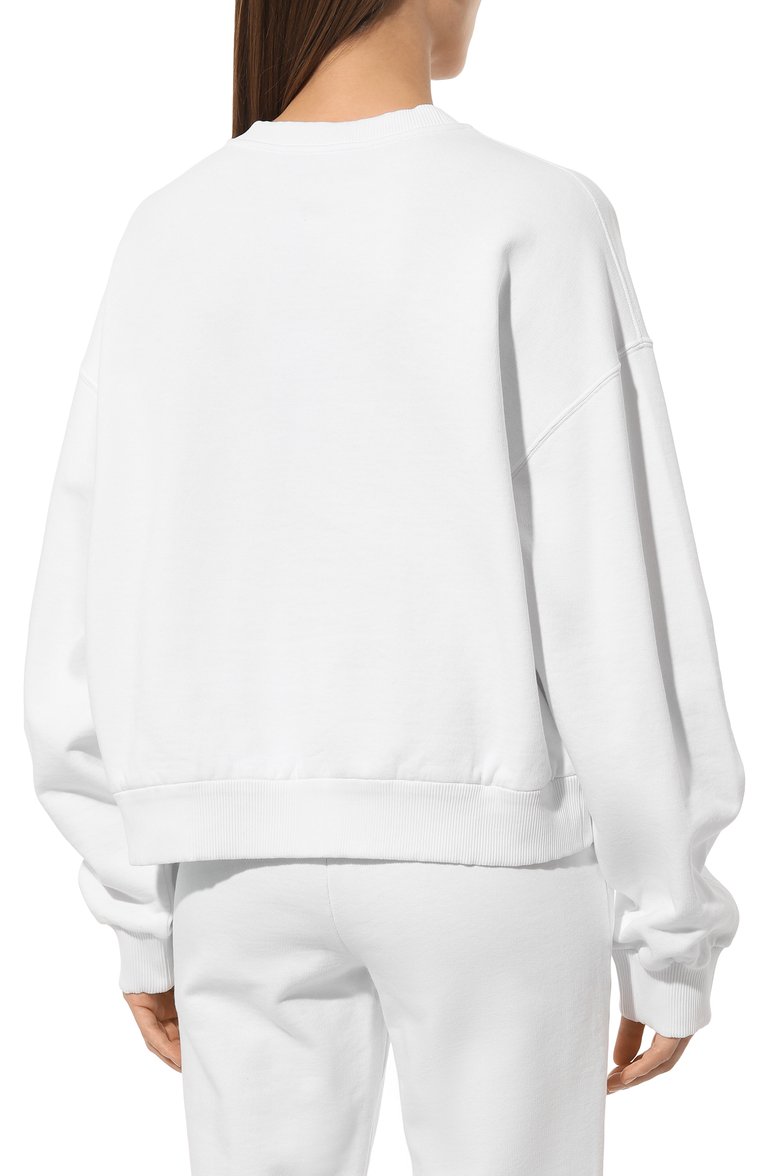 Женский хлопковый свитшот DOLCE & GABBANA белого цвета, арт. F9L05T/GDCDF | Фото 3 (Длина (для топов): Стандартные; Рукава: Длинные; Материал внешний: Хлопок; Стили: Кэжуэл; Женское Кросс-КТ: Свитшот-одежда)