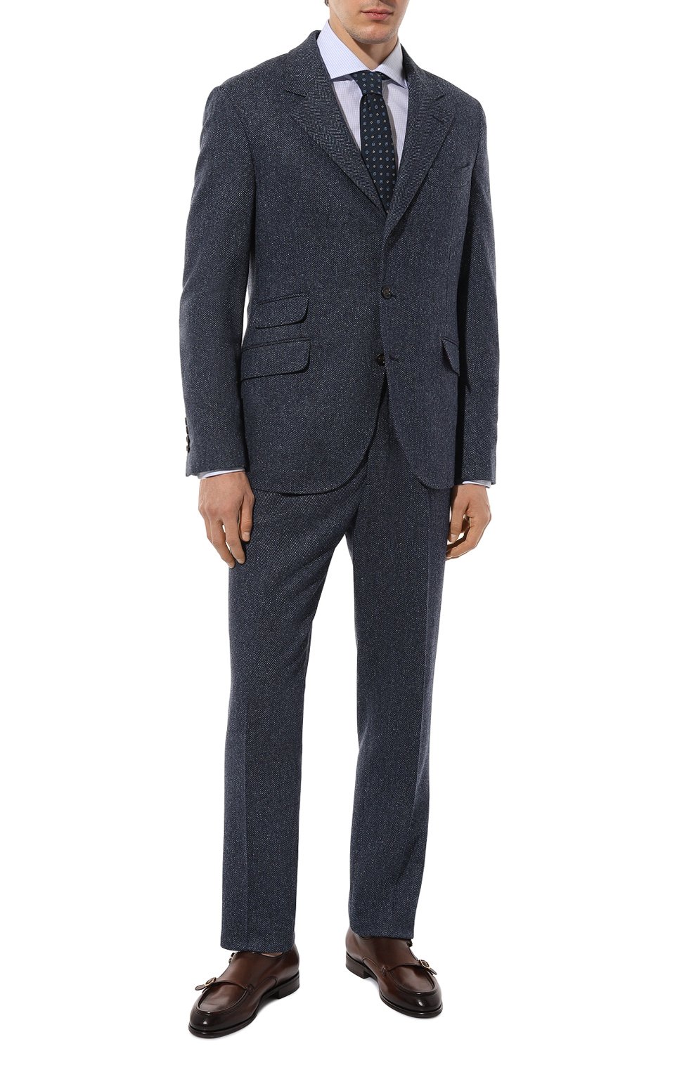 Костюм из шерсти и шелка BRUNELLO CUCINELLI темно-синего цвета по цене 632500 руб., арт. MY452LDWH, фото 1 Костюм из шерсти и шелка BRUNELLO CUCINELLI, арт. MY452LDWH, фото 1
