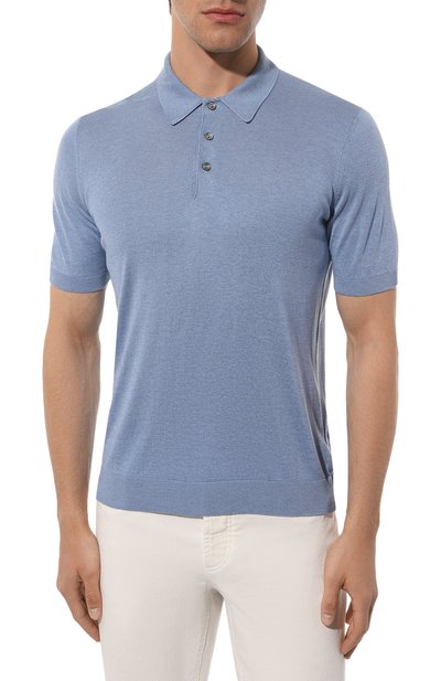 Шелковое поло GRAN SASSO голубого цвета по цене 34950 руб., арт. 43110/23503, фото 3 Шелковое поло GRAN SASSO, арт. 43110/23503, фото 3