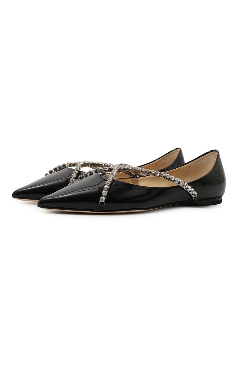Женские кожаные балетки genevi JIMMY CHOO черного цвета, арт. GENEVI FLAT/B0B | Фото 1 (Материал внутренний: Натуральная кожа; Подошва: Плоская; Каблук высота: Низкий; Материал внешний: Натуральная кожа)