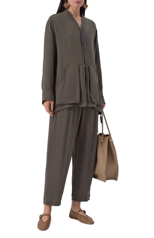 Шелковые брюки Giorgio Armani GW000627/TE10814 Хаки  GW000627/TE10814 Фото 2